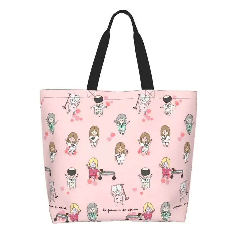 dessin animé médecin infirmière enfermera en apuros sacs d'épicerie grande capacité esthétique merch pour femme rue sac à bandoulière