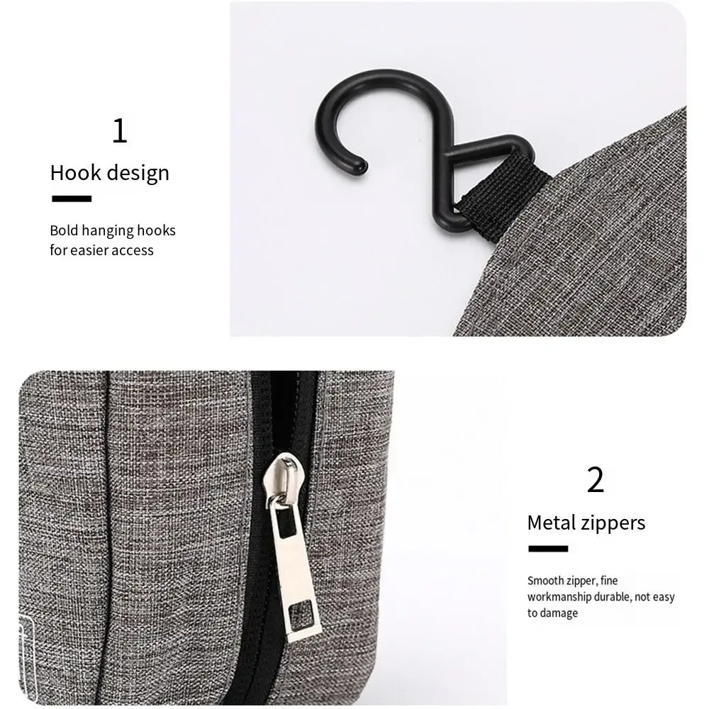 Trousse de toilette pour homme en tissu Oxford, résistante à l'eau, à suspendre, avec plusieurs compartiments et poignée robuste