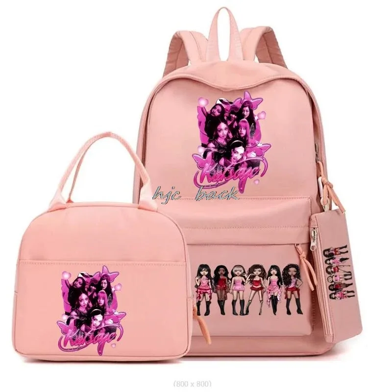 hot katseye drôle impression sacs à dos 3 pièces ensemble femmes ordinateur portable en nylon sacs d'école pour adolescentes garçons kawaii étudiants enfants