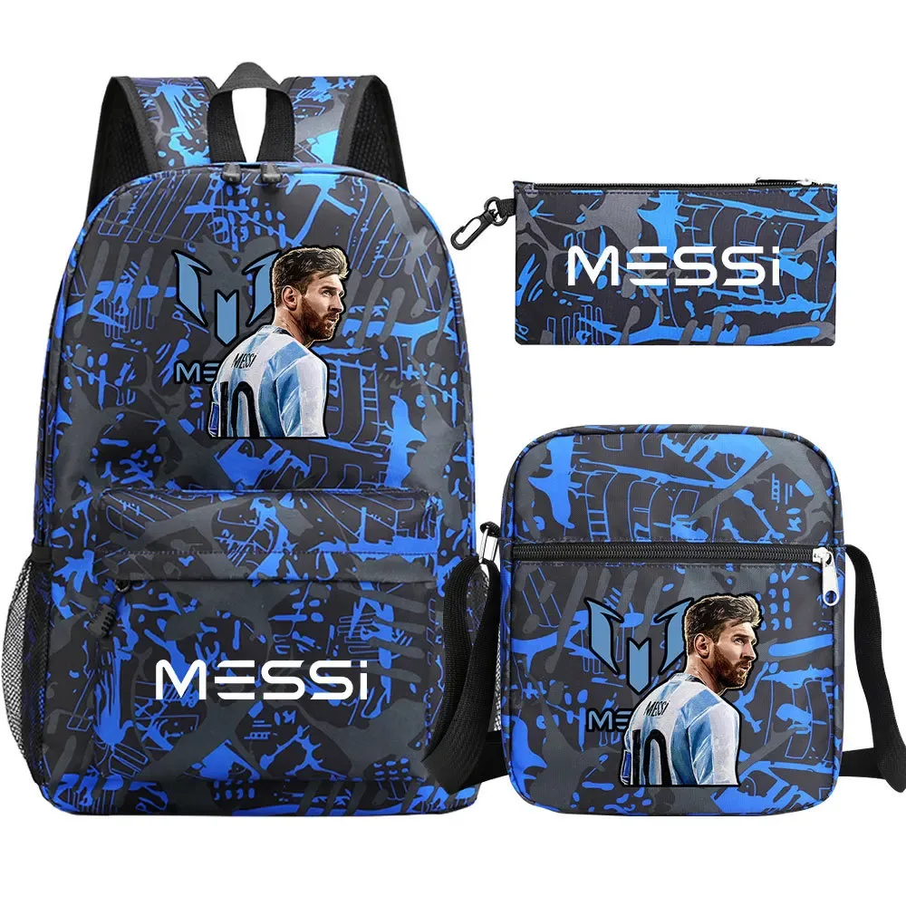 lot de 3 sacs à dos messi en nylon, simples, pour le sport, avec compartiment pour ordinateur portable, sacs à dos décontractés pour l'école, les voyages et les trajets quotidiens