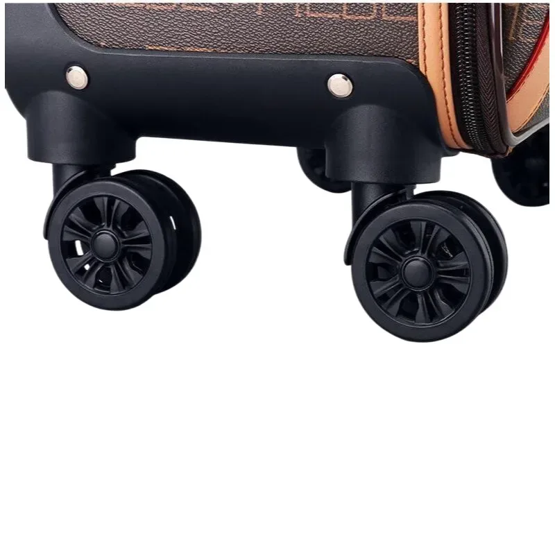 Valise à main en cuir véritable, valise à roulettes de 16 pouces pour voyage d'affaires (18/20/24 pouces)
