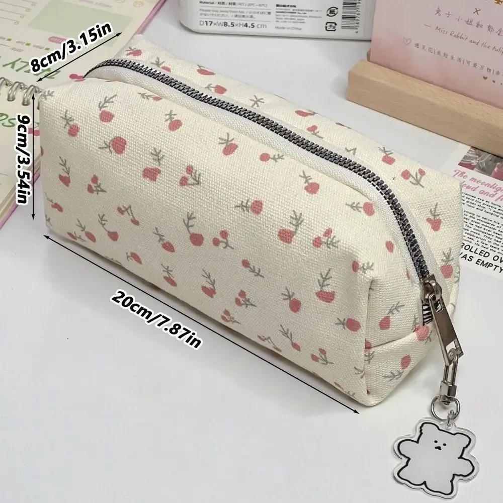 sac à stylos à imprimé floral mignon, trousse à crayons multifonctionnelle de grande capacité, sac de papeterie, cadeau