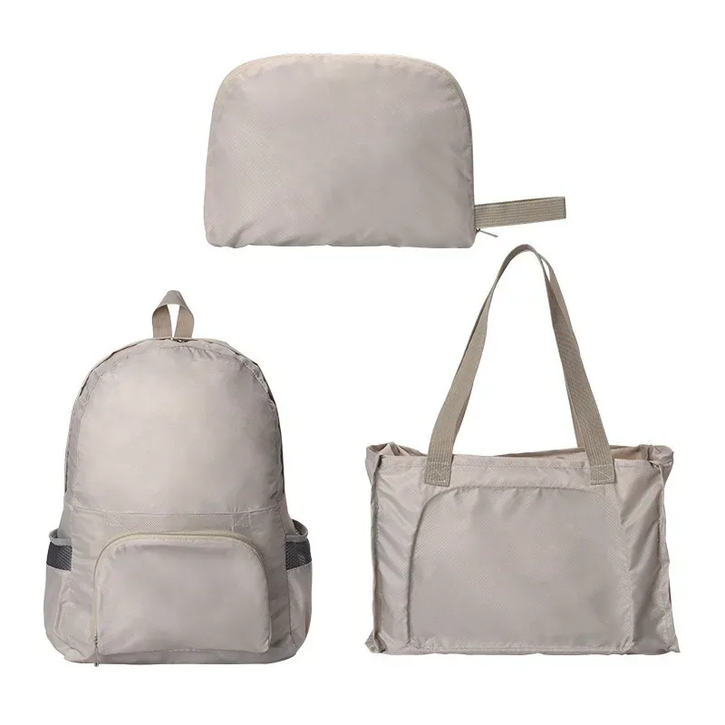 sac à dos de voyage multifonctionnel simple pour femmes, sac d'école portable léger à double usage pliable