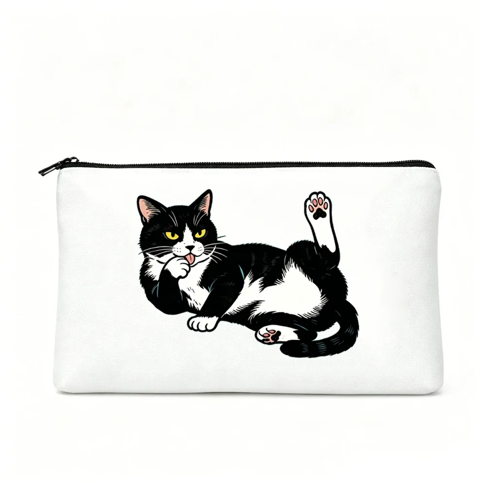 trousse de maquillage à motif chat mignon, trousse de toilette de voyage, sac de rangement multifonctionnel, rangement modulable diy, cadeau pour organiser le maquillage et les articles de toilette, motif patte de chat ludique, idéal pour organiser les pinceaux de maquillage, les rouges à lèvres, les produits de soin et les articles de toilette, un incontournable pour les voyages quotidiens.