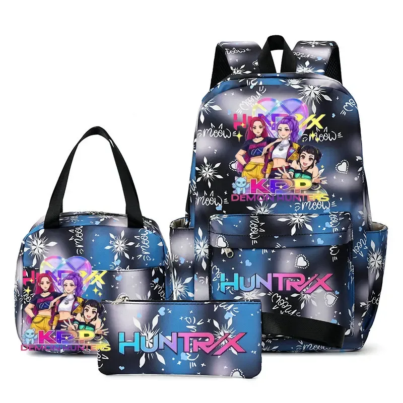 Ensemble de 3 sacs à dos KPop Demon Hunters, sac d'école, sac à déjeuner, trousse à crayons, cadeau de rentrée scolaire pour fille, Mochila de loisirs, sacs de voyage pour adolescents