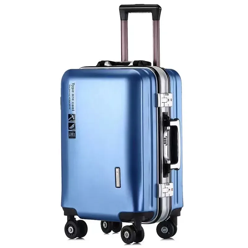 Valise à main avec cadre en aluminium, 20 22 24 28 pouces, bagage roulant, cabine de voyage, boîtier de chariot, sac de voyage, verrouillage par mot de passe, fermeture éclair