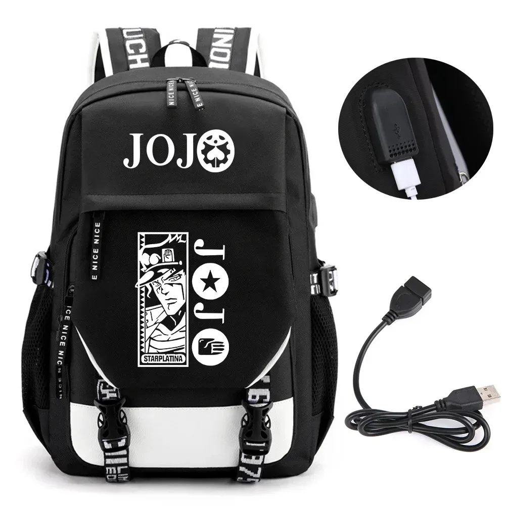 sac à dos de voyage pour ordinateur portable garçon et fille, chaîne anime jo jonathan joes killer golden experience, sacs à livres scolaires mochila, port usb