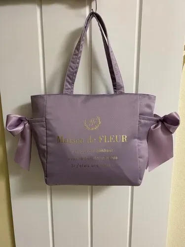 sac fourre-tout portable avec fermeture à glissière, fleur de formage, nœud papillon mignon, grande capacité, sacs à provisions initiés, style japonais, nouveau