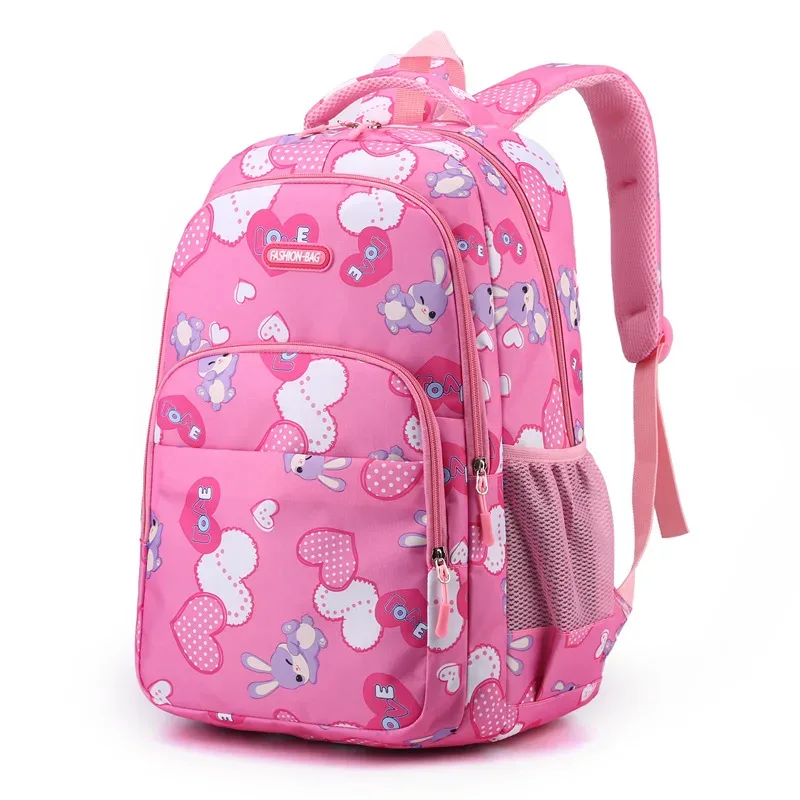 sac à dos lapin mignon pour élèves du primaire et du collège, sacs à double épaule imprimés à motif de dessin animé doux, cadeaux pour filles
