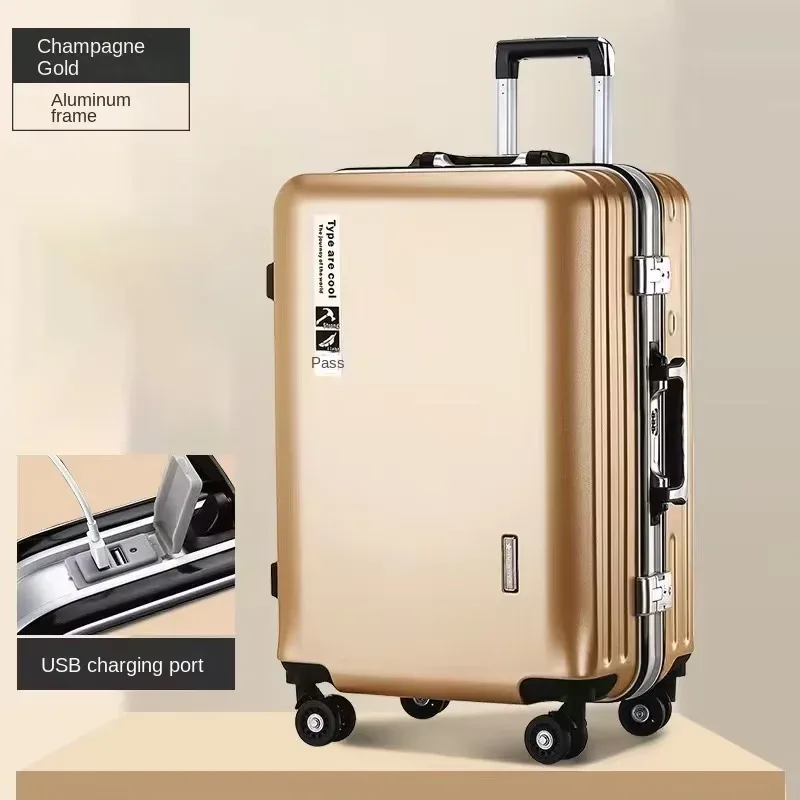 valise à main avec cadre en aluminium, 20 22 24 28 pouces, bagage roulant, cabine de voyage, boîtier de chariot, sac de voyage, verrouillage par mot de passe, fermeture éclair