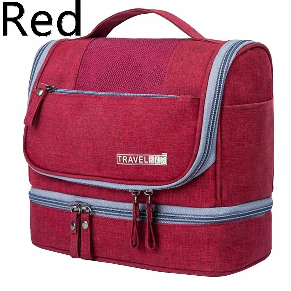 trousse de toilette pliable avec crochet de suspension, sac de rangement de cosmétiques de salle de bain étanche pour femmes, trousse de maquillage de voyage de grande capacité pour hommes