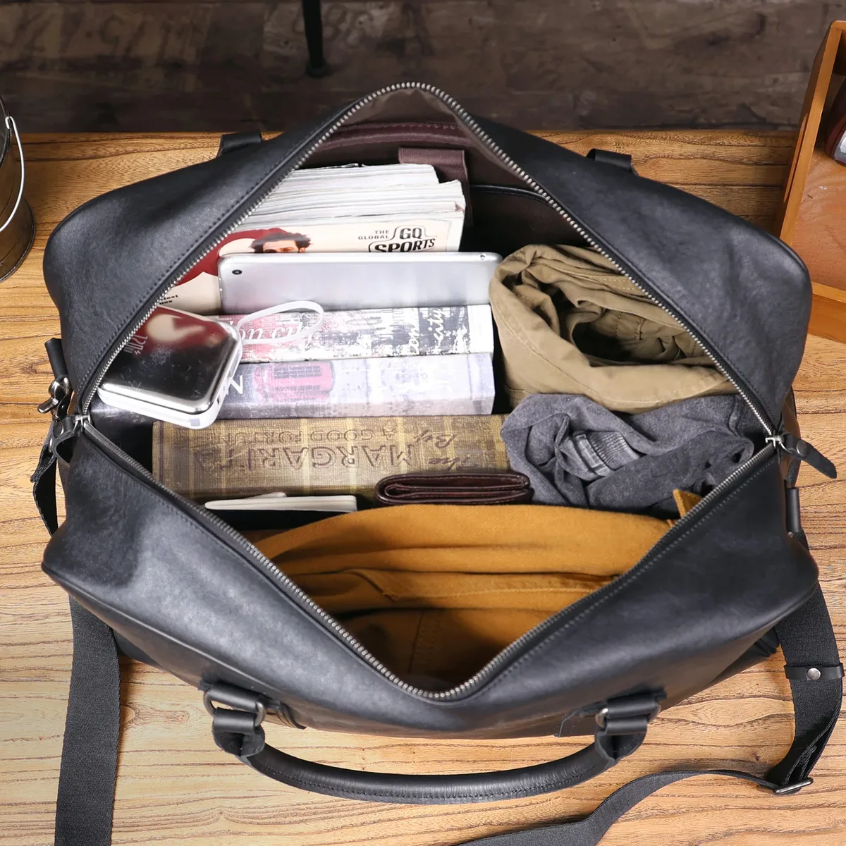sac de voyage vintage s.worker en cuir pleine fleur tanné végétal, sac à main pour homme, sac de week-end, sac de sport pour les voyages en plein air