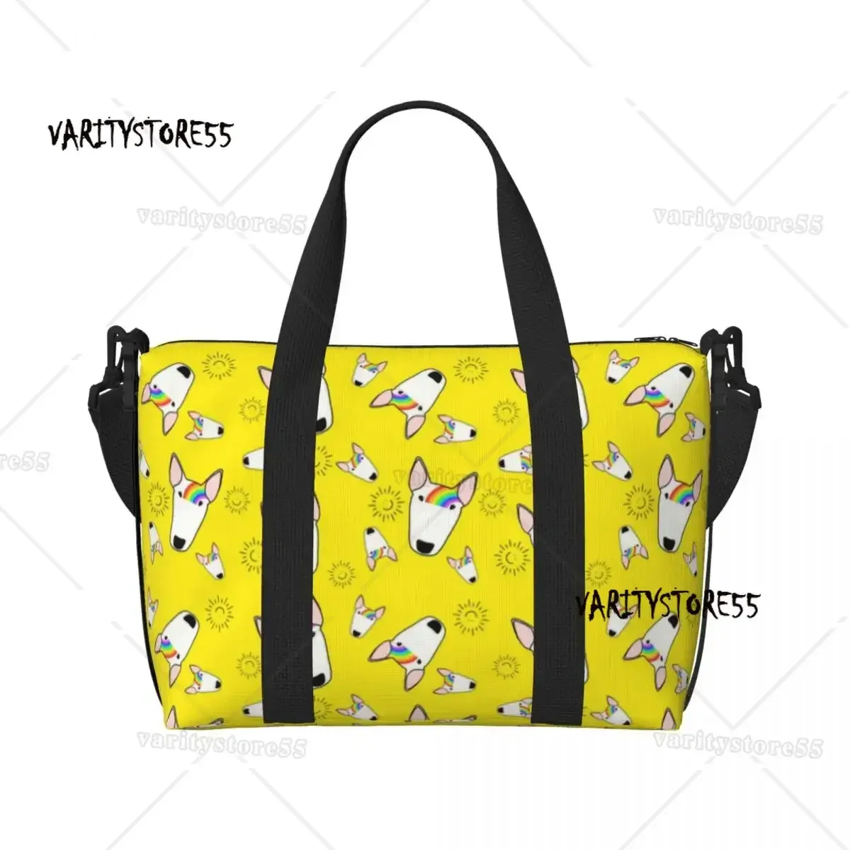 sac fourre-tout personnalisé à motif répété de chien bull terrier pour femmes, sac de voyage à bandoulière de grande capacité pour animaux de plage et de gymnastique