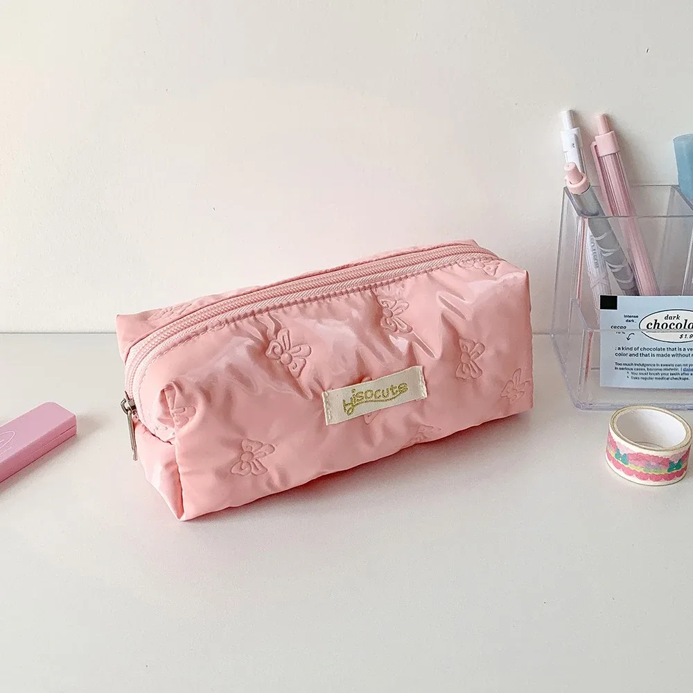 sac de rangement pour cosmétiques avec fermeture éclair, en coton matelassé, petit sac à maquillage à motifs floraux, sac de rangement portable pour femmes