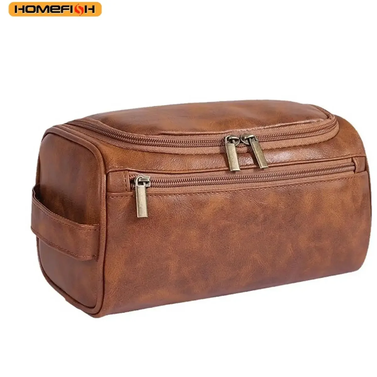 homefish trousse de toilette homme en pu vintage de luxe, sac de voyage essentiel pour cosmétiques et maquillage, organisateur suspendu pour hommes