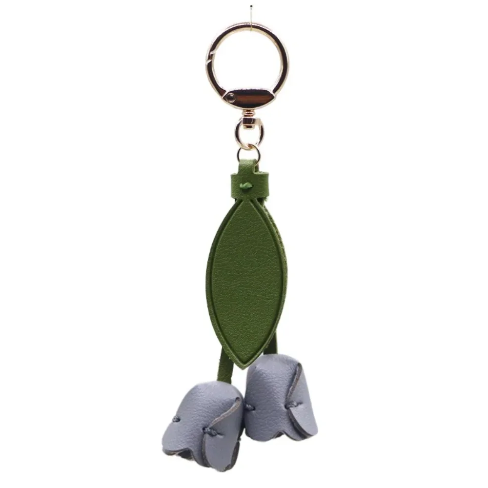 pendentif de sac en forme de tulipe, en cuir pu, style coréen, décoration de sac à dos, breloques pour sac, accessoires assortis, porte-clés de voiture, pour femme