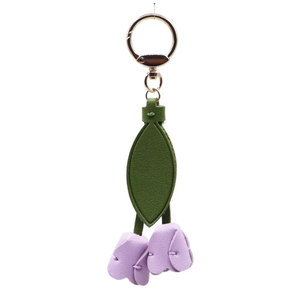 pendentif de sac tulipe en cuir pu, dopamine, frais, décoration de sac à dos, accessoires assortis, breloques de sac, lanière florale, cadeau