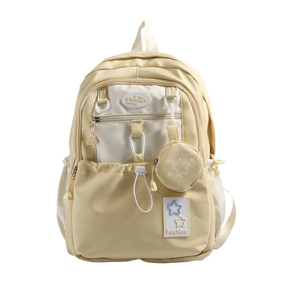 sac à dos décontracté pour femme motif étoile, avec porte-monnaie, en nylon, style coréen, grande capacité, pour étudiants et enfants