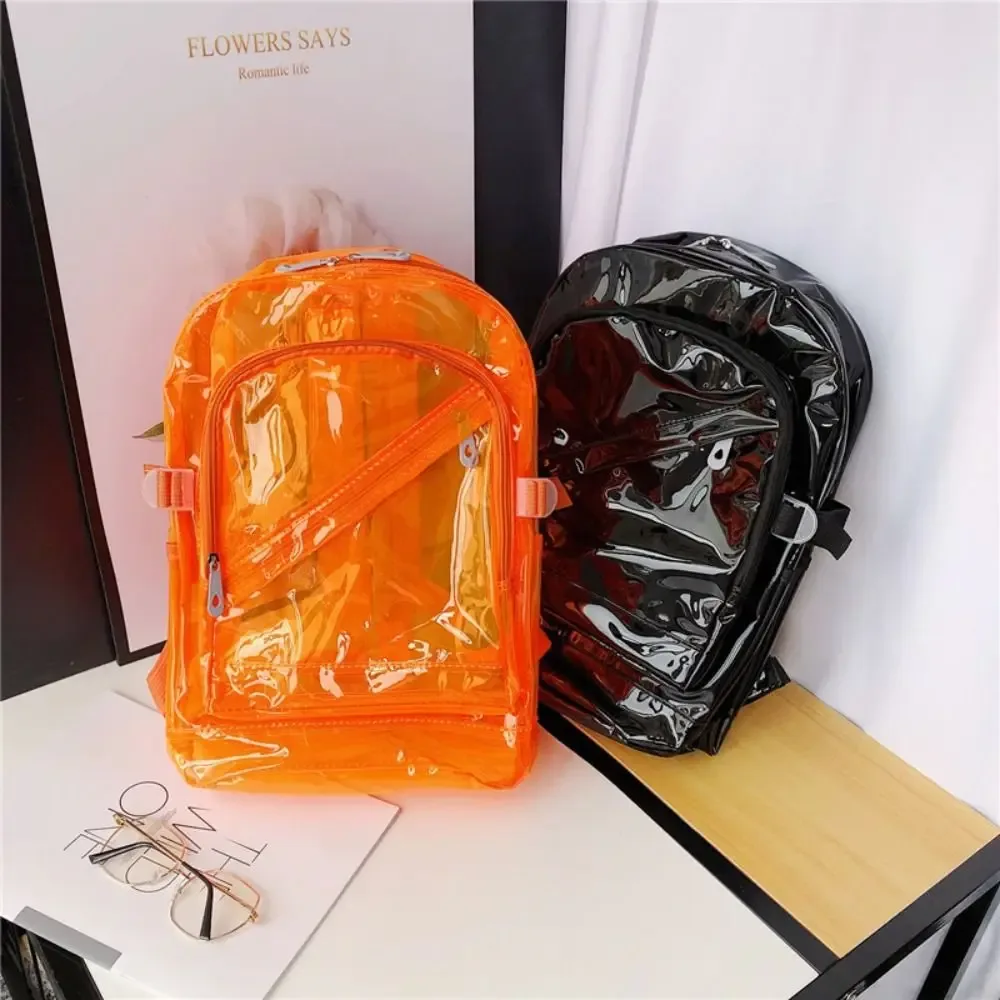 sac à dos transparent de couleur bonbon portable pour adolescents, sac d'école en pvc pour étudiants, sac de voyage polyvalent, sac à bandoulière transparent pour l'école.