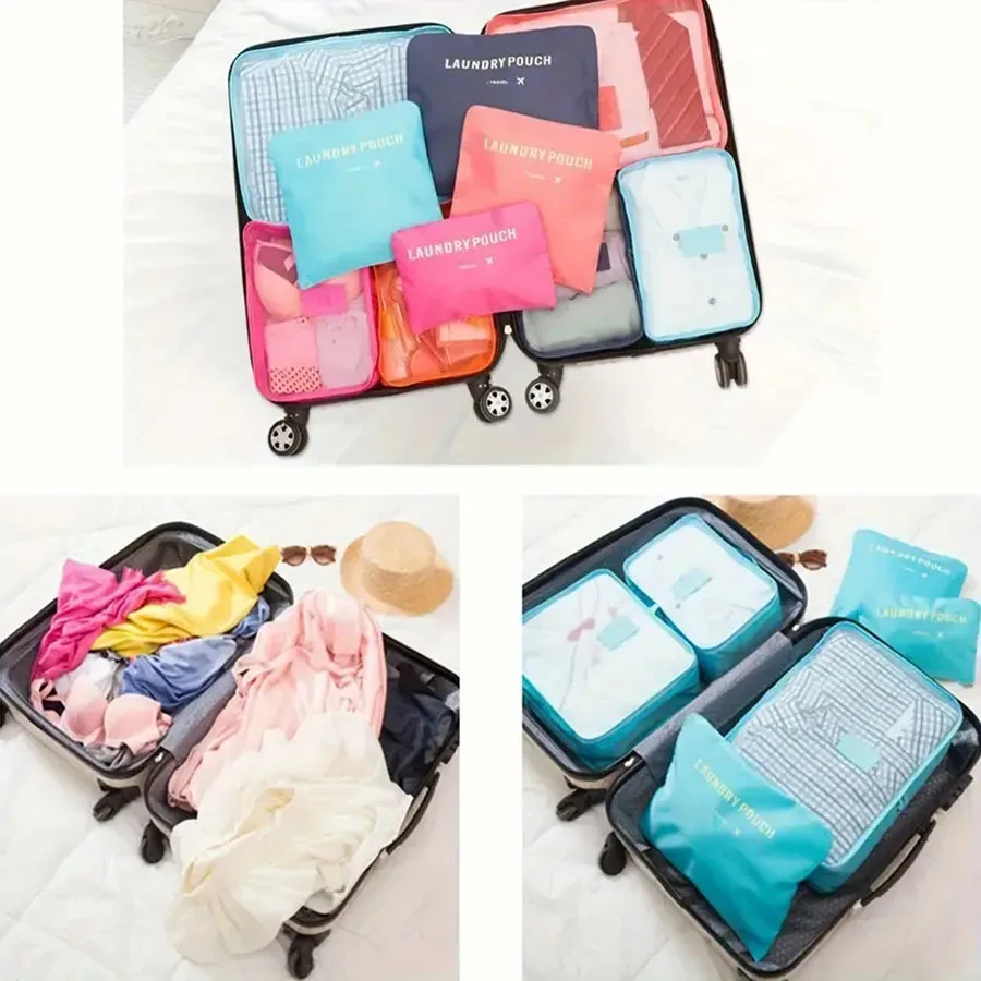 6 pièces organisateur de voyage sacs de rangement valises de voyage portables organisateur sac de voyage pour femmes organisateur de bagages vêtements chaussures sac