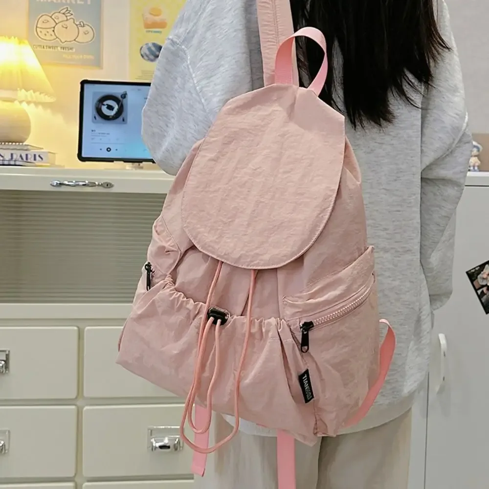 sac à dos de voyage léger et tendance, style coréen, imperméable, à cordon de serrage, grande capacité, en nylon, pour étudiants et adolescents