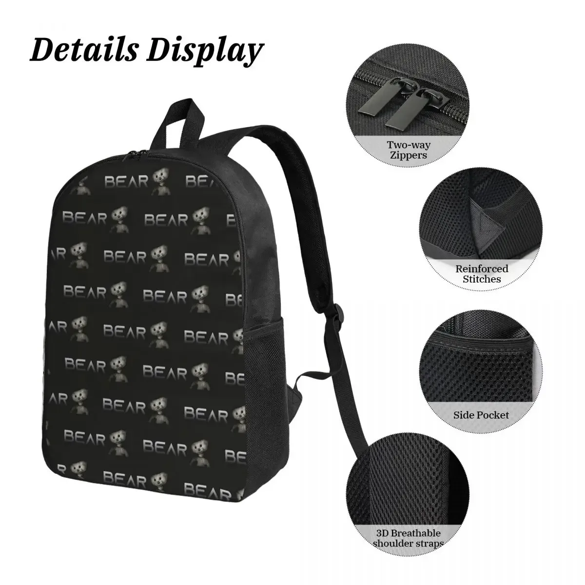 sac à dos bear alpha pour étudiants, garçons et filles, sac d'école, sac à bandoulière pour ordinateur, 3 pièces, sac à lunch isotherme, trousse à crayons