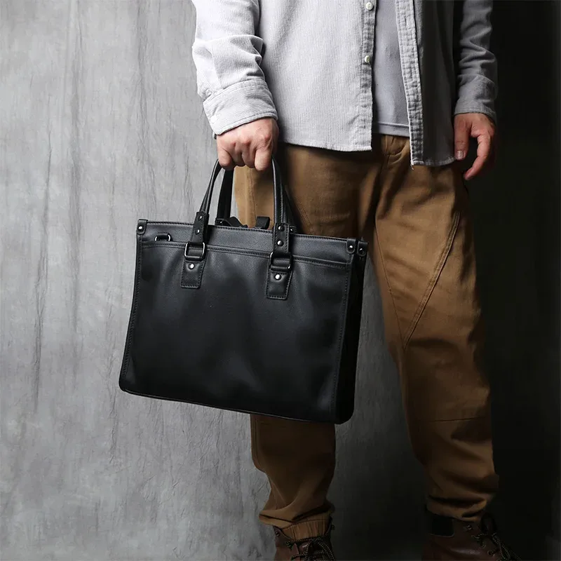 nzpj – mallette en cuir véritable pour hommes, sac à main en cuir de vachette naturelle, sac d'affaires décontracté, sac à bandoulière pour ordinateur portable 16 pouces