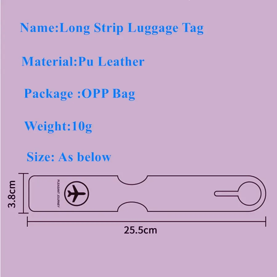 étiquette de bagage en pu à longue bande multicolore, 1 pièce, accessoires de voyage pour femmes ou hommes