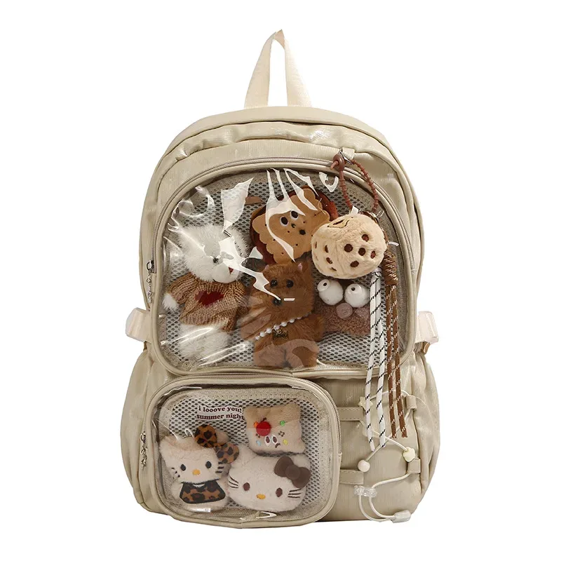nouveau sac à dos décontracté de style coréen pour femme, sac à dos transparent y2k, sac ita kawaii doux et mignon