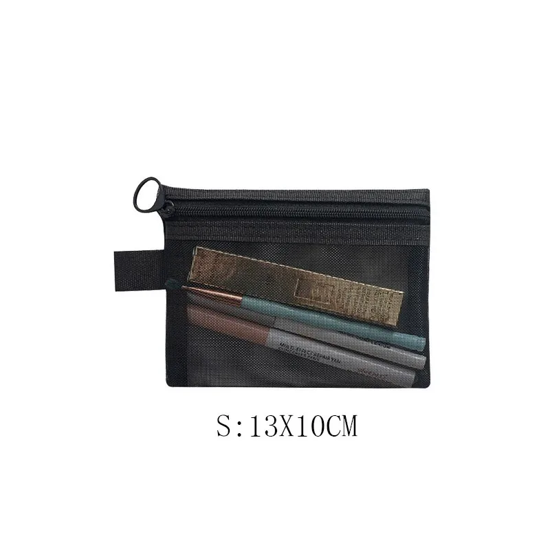 mode petit grand organisateur noir pochette de toilette et de maquillage maille transparente fermeture éclair sac cosmétique femmes organisateur nécessaire