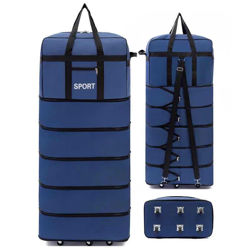 sac de voyage pliable polyvalent à 5 couches avec roulettes, grande capacité, imperméable et durable, idéal pour les voyages, les escapades de week-end et les séjours d'une nuit