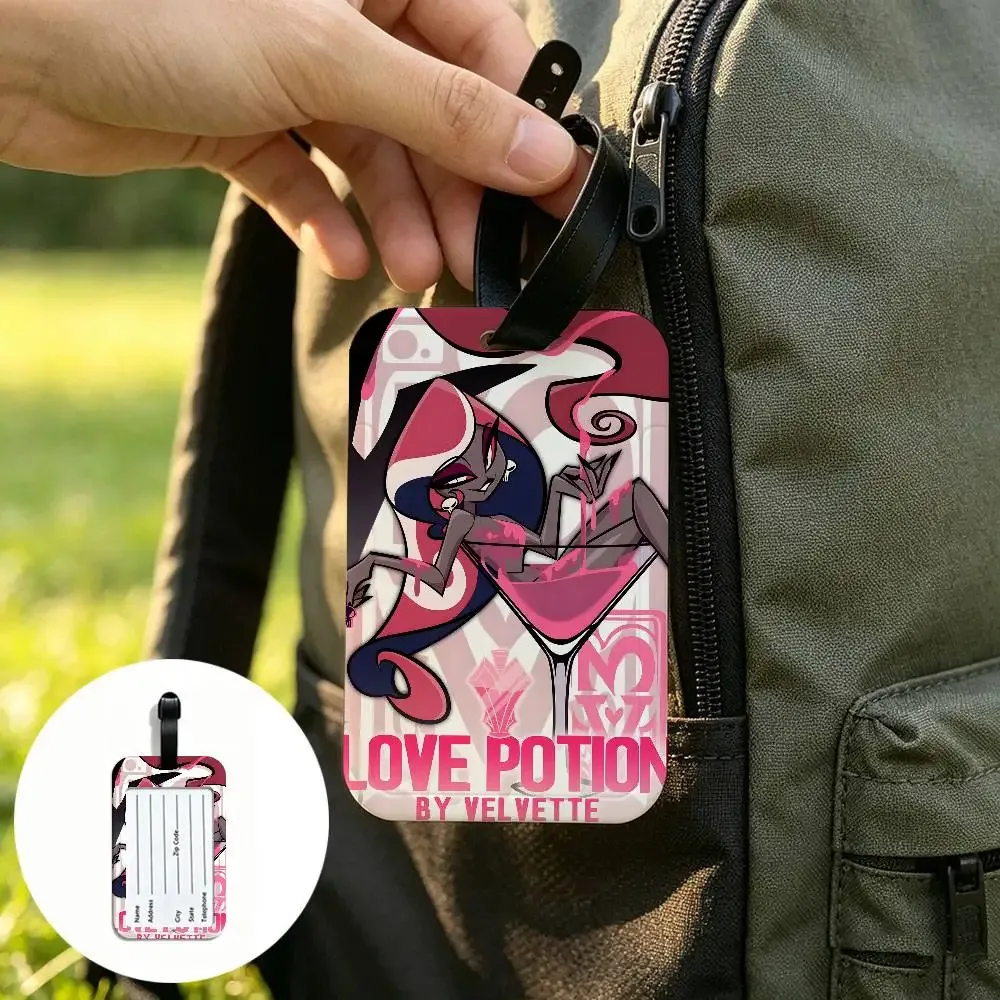 h-hazbin-hotel demonic-edgy – étui pour cartes d'information imperméable en pvc, étiquette de bagage, identificateur anti-perte pour valise et sac à main
