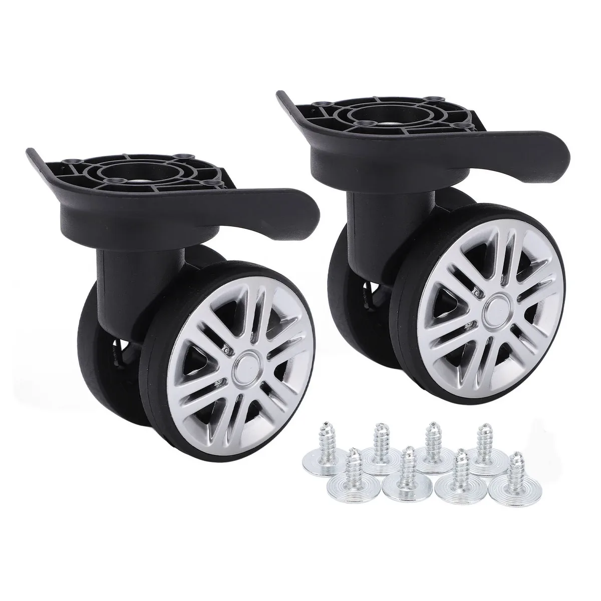 1 paire de roues pivotantes pour bagages, roulettes pivotantes pour valise, roues à double rangée muettes de remplacement