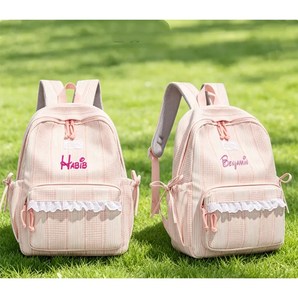 Sac à dos personnalisé, sac à dos rayé simple et décontracté, sac à dos pour étudiante, sac à dos pour les cours, les trajets quotidiens et les voyages