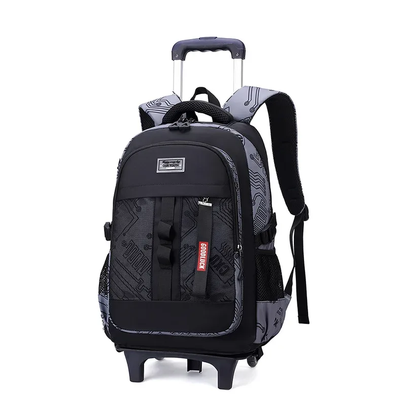 sac de chariot d'école pour adolescents garçon enfants étudiant sac à dos roulant sac d'école avec roues sac à dos à roulettes de voyage sacs de livre