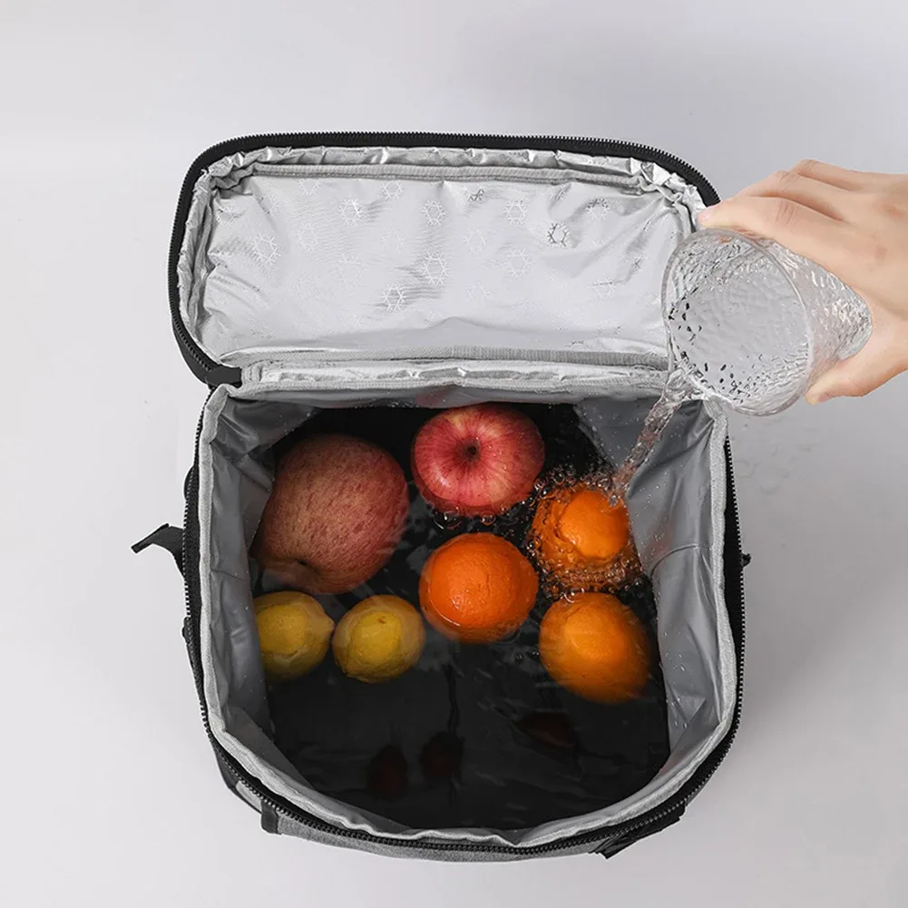 grand sac à dos isotherme pour pique-nique, sac isotherme thermique, sac à bière de plage, sac à fermeture éclair, sacs à bento à clics de camping, 24l