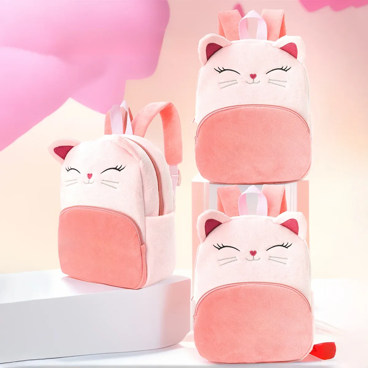 Sac à dos animal multicolore de dessin animé pour enfants, grande capacité, maternelle, peluche