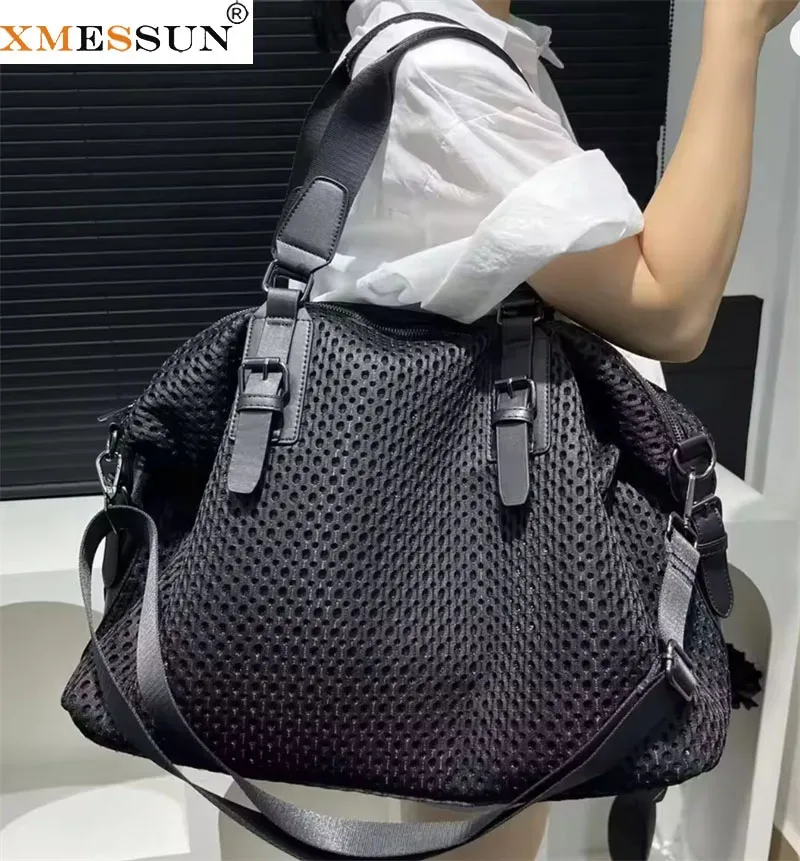 XMESSUN Nouveau sac de voyage tendance pour femmes, sac de loisirs à grande capacité, sac de vacances imperméable en nylon, sac à bandoulière en maille