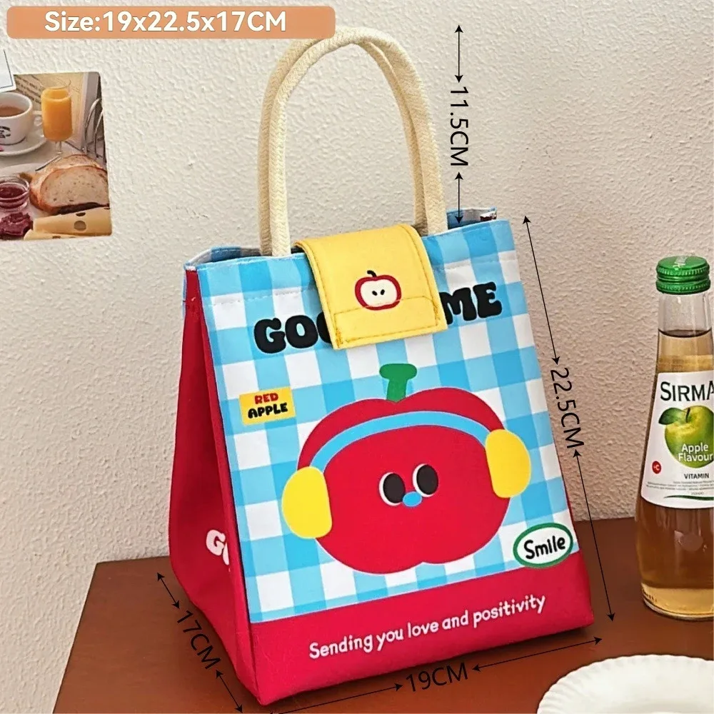 sac bento mignon pour les employés de bureau, sac fourre-tout de grande capacité, sac isotherme à motif de dessin animé, sac pour boîte à déjeuner pour étudiants