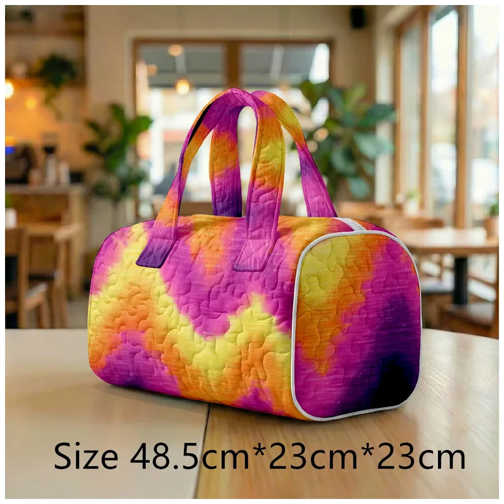 sac fourre-tout matelassé tendance pour femme, imprimé tie-dye aquarelle, sac à bandoulière bohème chic pour la plage, les voyages, la gym, le camping, bagage à main