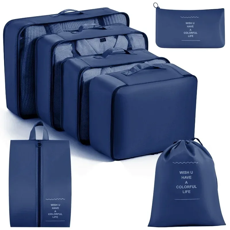 ensemble de sacs de rangement de voyage 7/8/9/10 pièces, organiseur de toilette numérique, cubes de rangement pour valise, pour vêtements, chaussures et pochettes de rangement