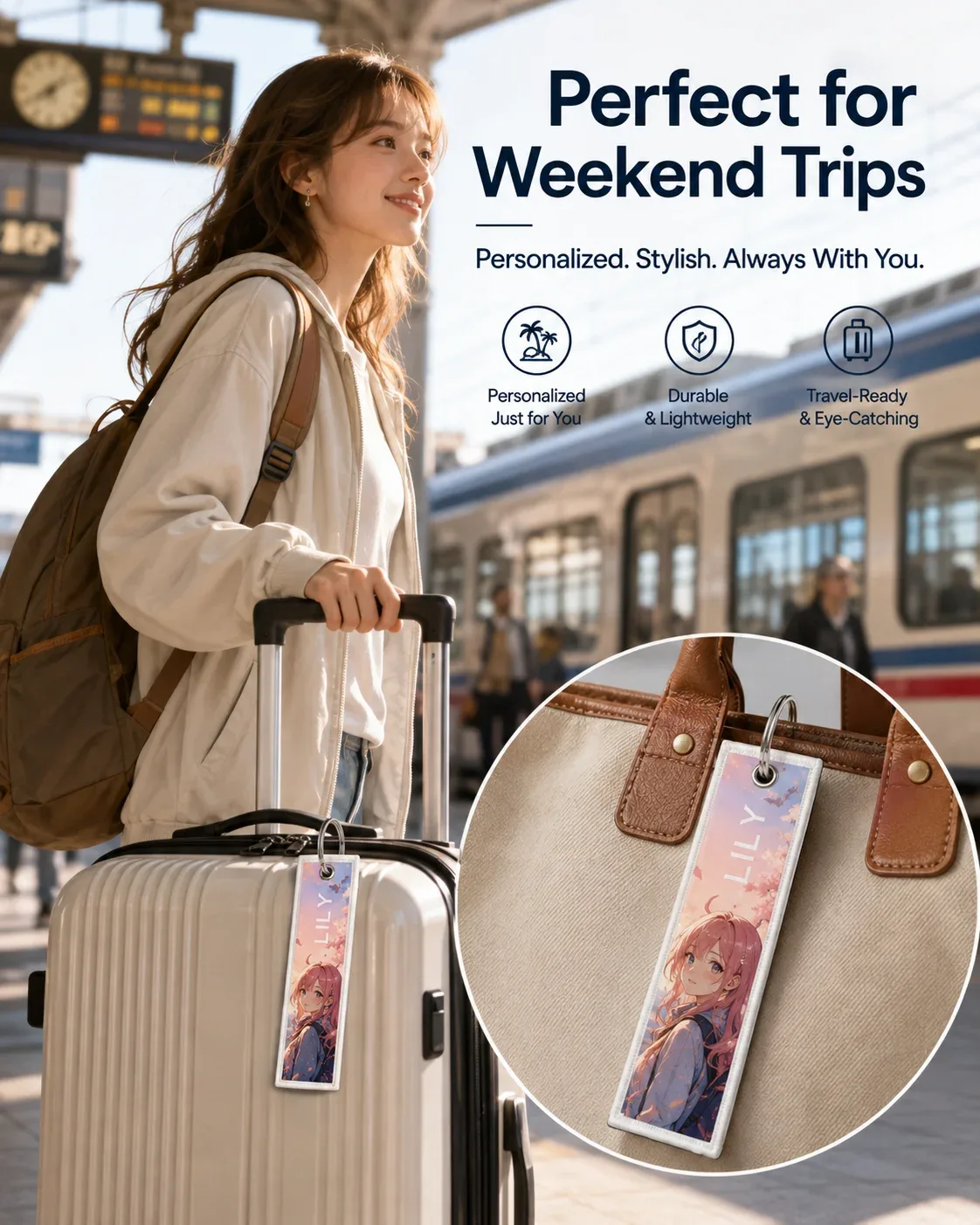 étiquette de bagage personnalisée avec logo et nom, étiquette d'identification pour valise de voyage, sac à dos, accessoires, cadeau