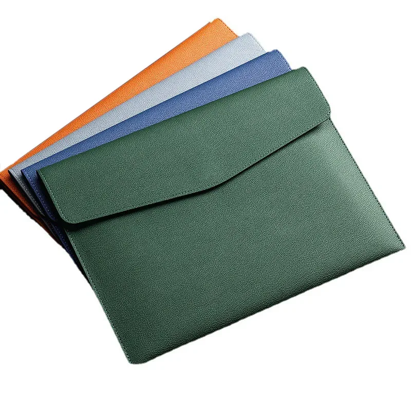 classeur a4 en cuir pu, porte-documents, portefeuille étanche, enveloppe, étui, bouton magnétique, initiales personnalisées