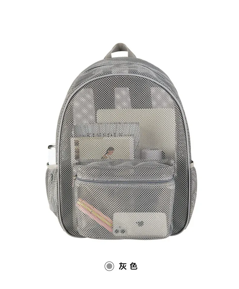 sac à dos en maille robuste, grand format, transparent, respirant, résistant aux déchirures, approuvé par l'école, sac de sécurité pour adolescents du lycée et salle de sport