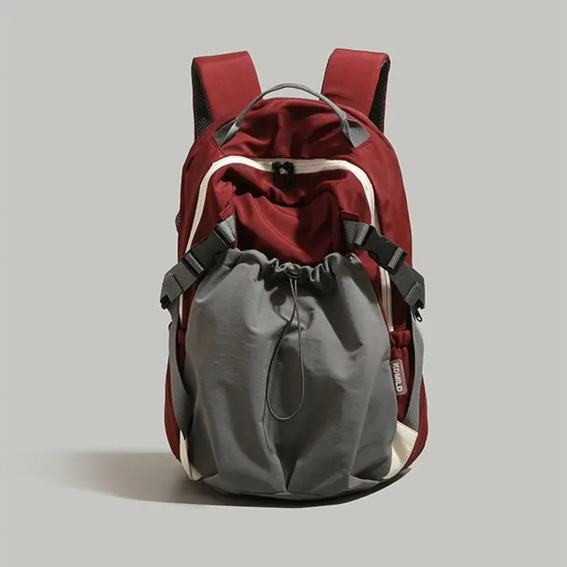 sac à dos en nylon tendance avec poche latérale à cordon de serrage, bretelles rembourrées réglables pour une utilisation quotidienne en extérieur, sac à bandoulière grande capacité