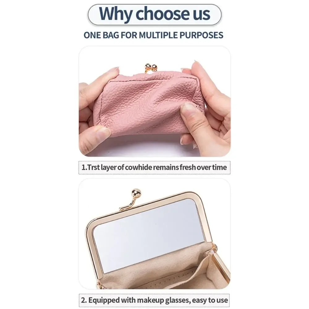 Élégant Sac à Rouge à Lèvres Portable Exquis avec Miroir de Maquillage, Boîte de Rangement pour Bijoux, Trousse de Maquillage Simple Anti-perte pour Clés et Rouges à Lèvres