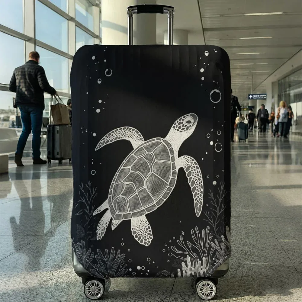 housse de bagage imprimée tortue de mer, adaptée aux bagages de 18 à 32 pouces, housse de poignée de bagage, accessoires de voyage