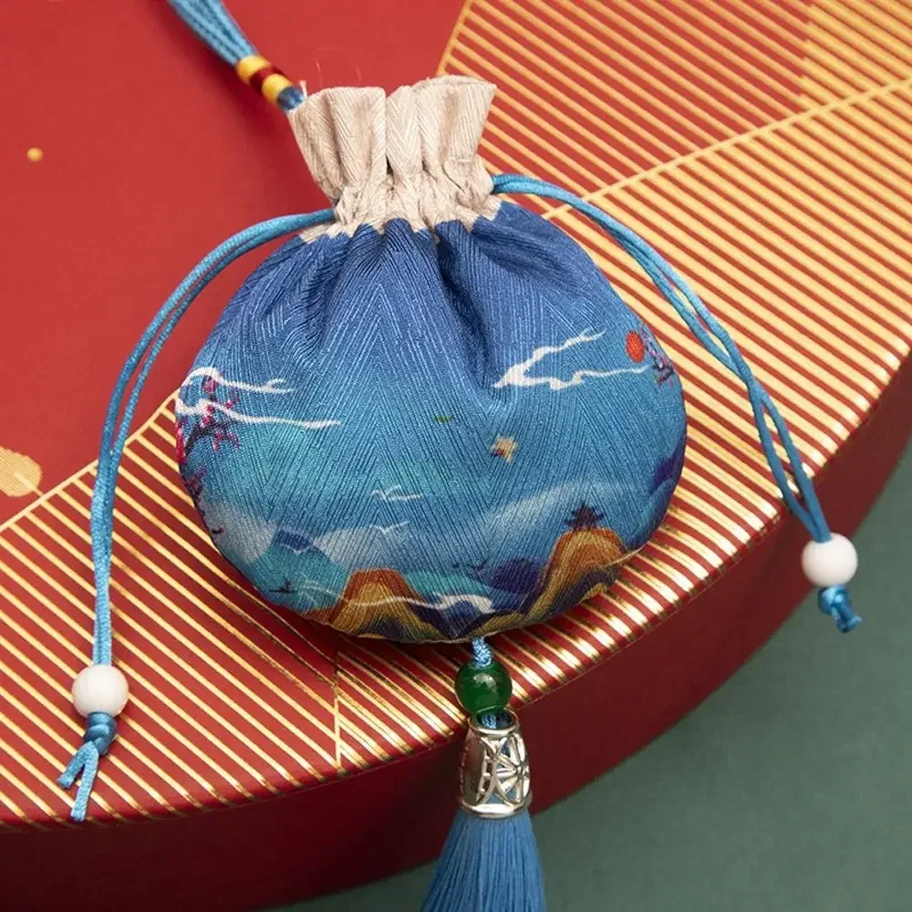 pochette multicolore en tissu avec cordon de serrage, étui pour colliers, sac de rangement de style chinois à fleurs, pochette pour bijoux pour femmes, sachet vide