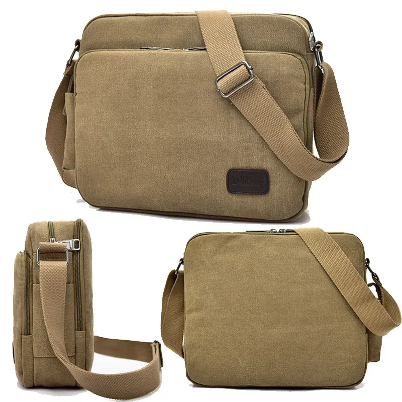 sac en toile vintage pour hommes, sac à bandoulière initié, multifonction décontracté, portefeuille messager de voyage, sac de voyage extérieur bolso, étuis à bombes
