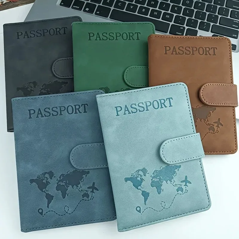 Porte-passeport de voyage en cuir PU pour hommes et femmes, 10 couleurs, avec porte-cartes de crédit et étui de protection pour billets.